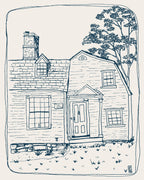 New England House Line Art Print: Minimalist Home Drawing