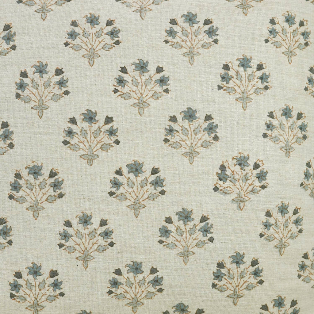 Floral Block Print Linen Blend Pillow Cover- Diwali Flower 20 X20