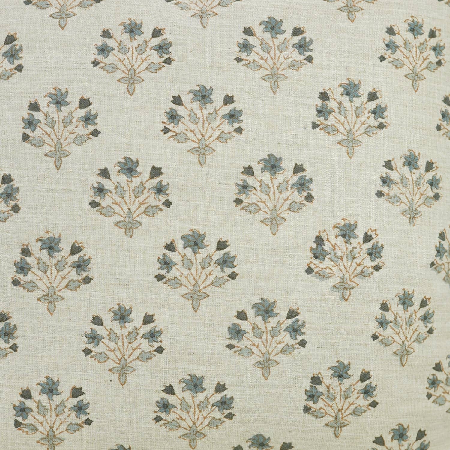 Floral Block Print Linen Blend Pillow Cover- Diwali Flower 20 X20