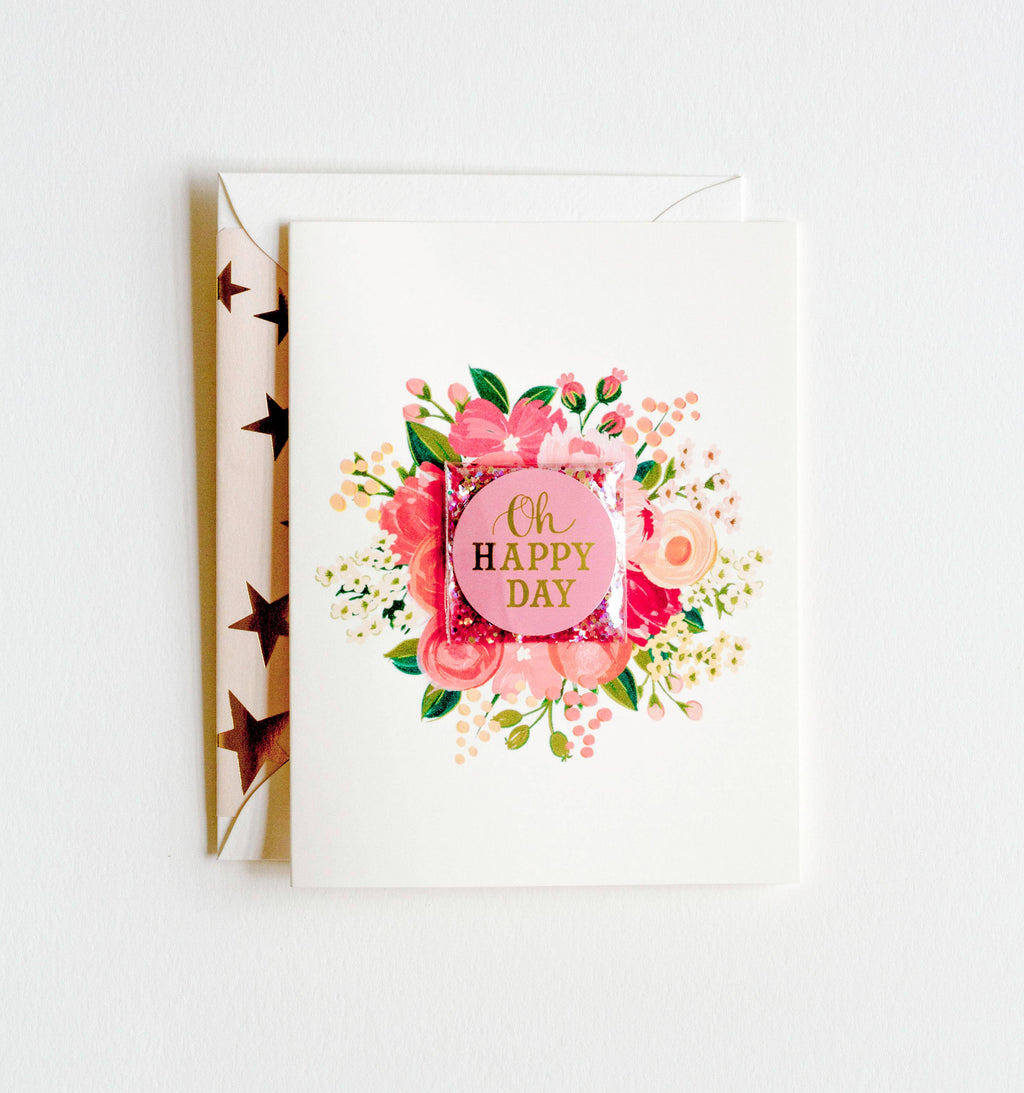 Oh Happy Day with Glitter Greeting Card