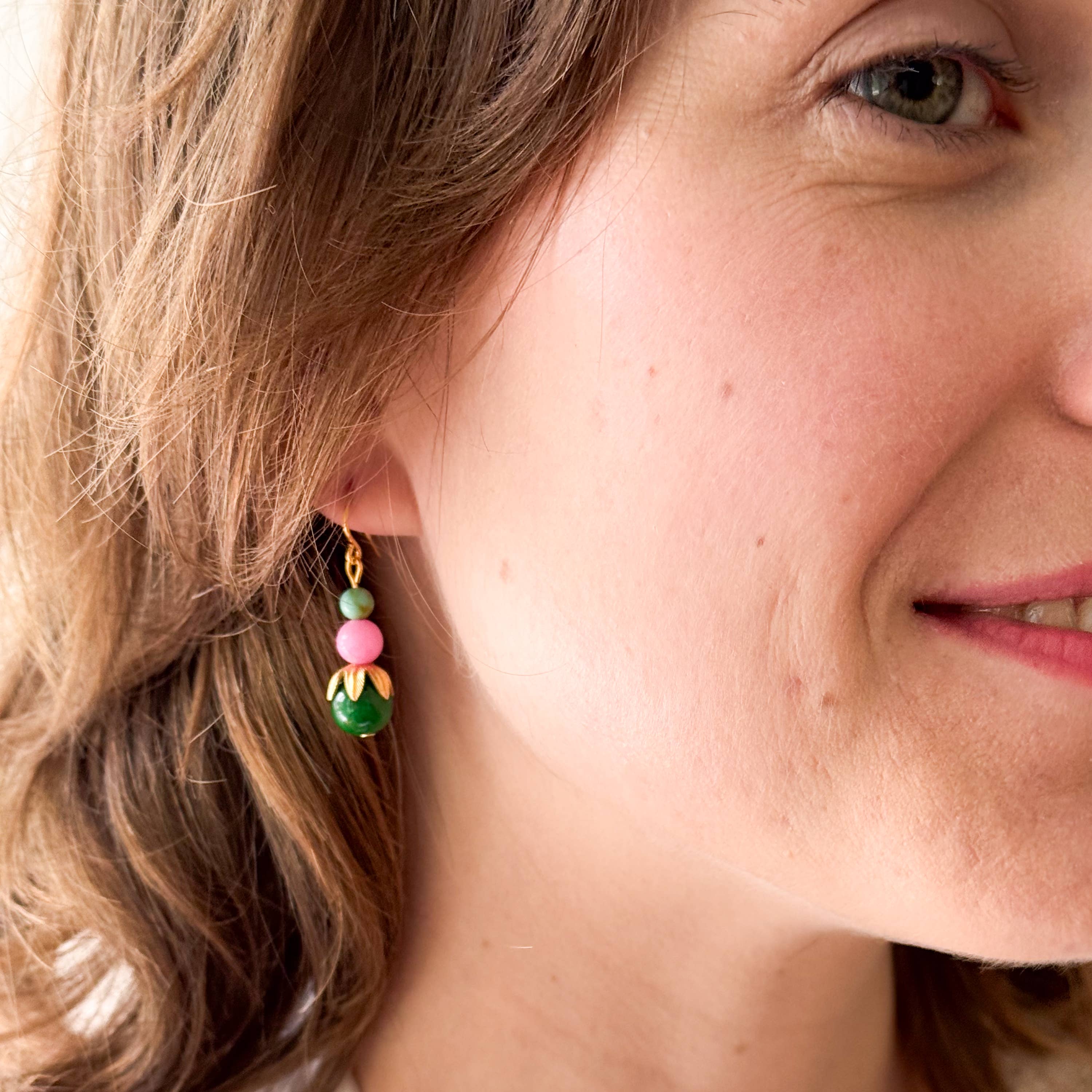 Colorful Beaded Earrings Mixed Glass Drop Bright Gift