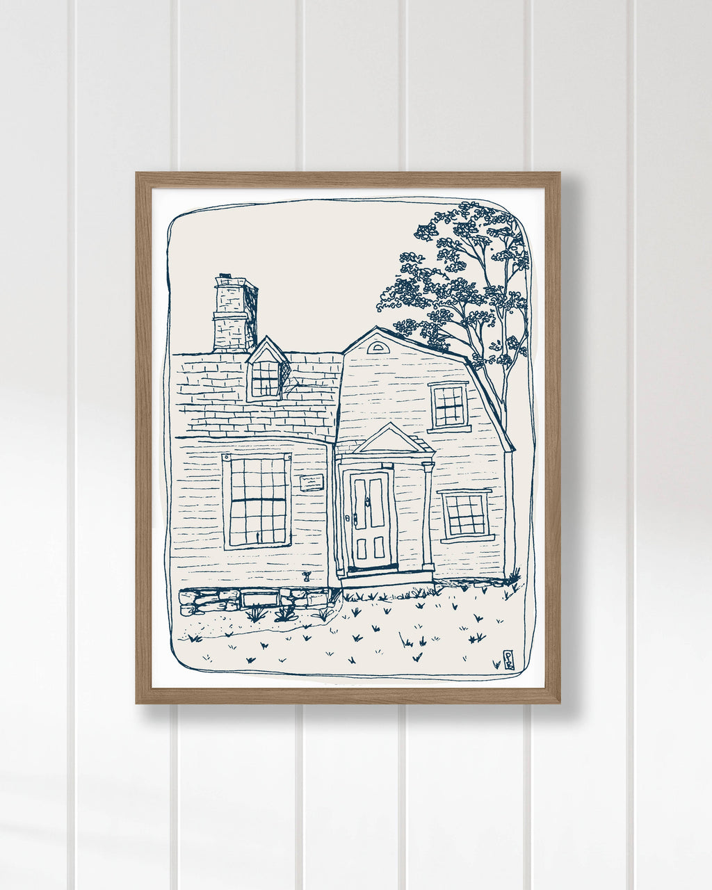 New England House Line Art Print: Minimalist Home Drawing