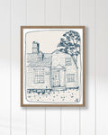 New England House Line Art Print: Minimalist Home Drawing