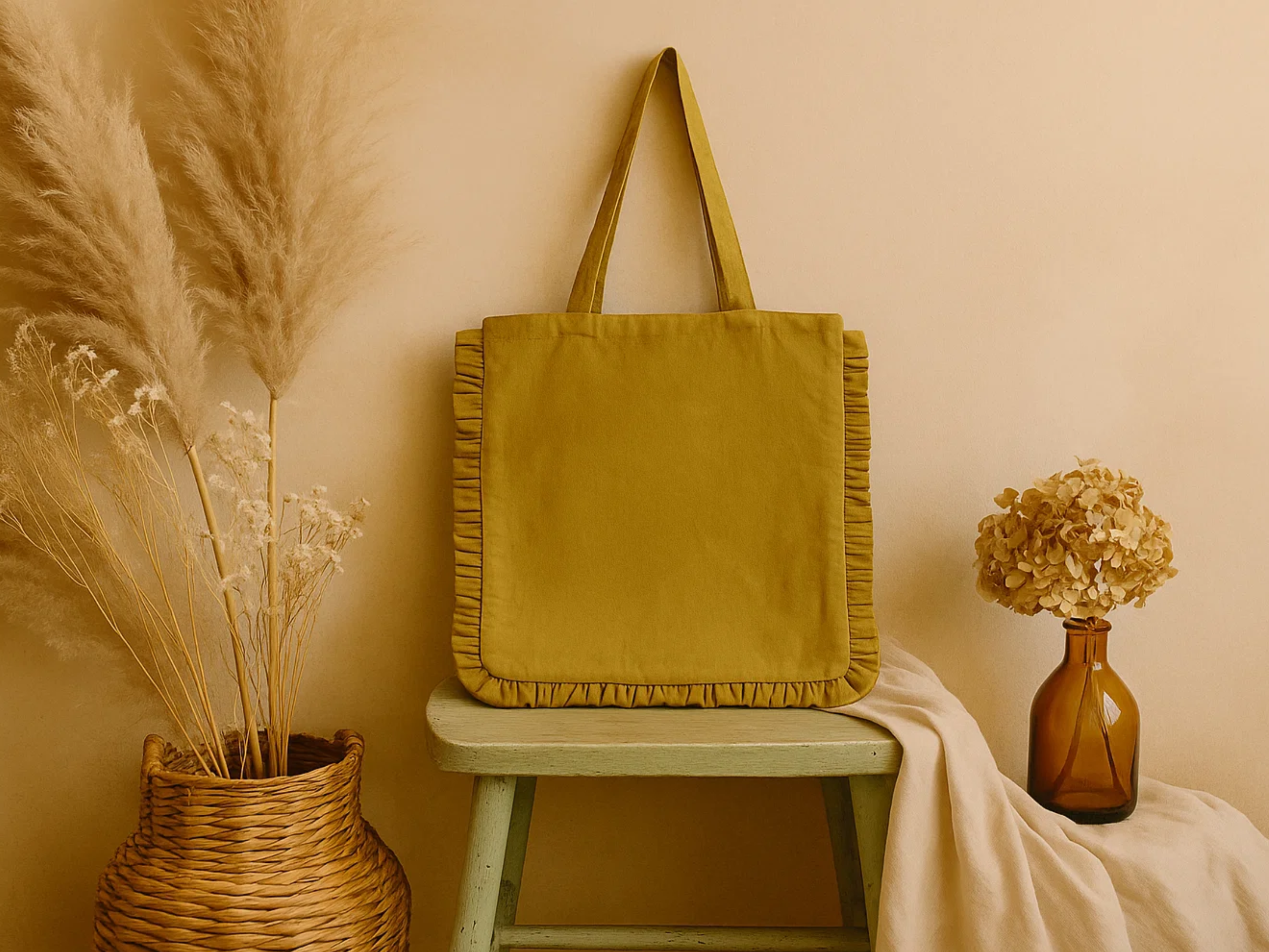Canvas Ruffle Tote