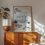 New England House Line Art Print: Minimalist Home Drawing
