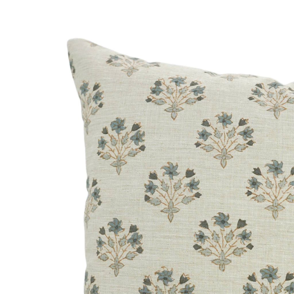 Floral Block Print Linen Blend Pillow Cover- Diwali Flower 20 X20