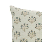 Floral Block Print Linen Blend Pillow Cover- Diwali Flower 20 X20