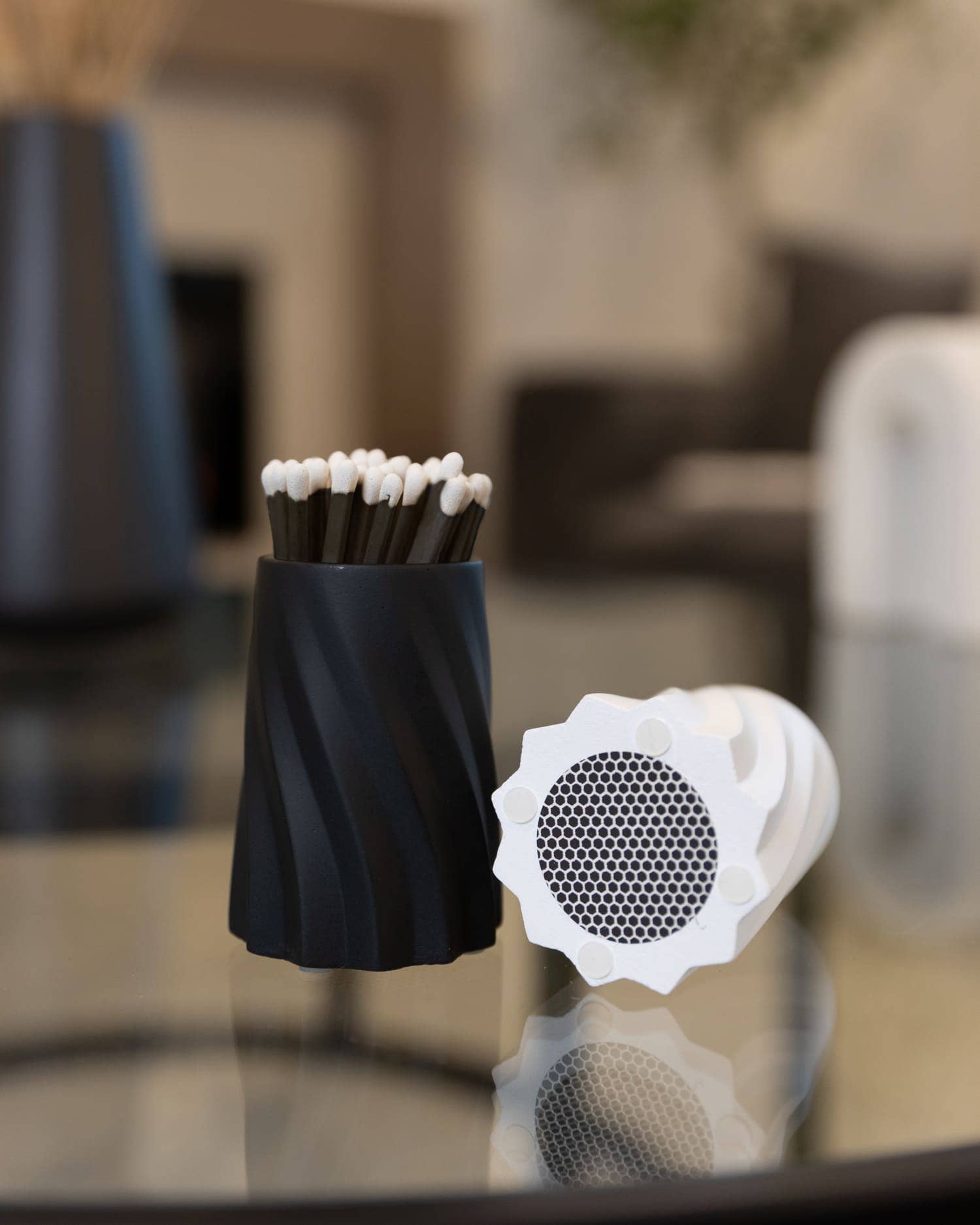 Concrete Safety Match Holder with Matches – Black