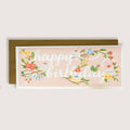 Happy Birthday With Flowers & Cake Blush Greeting Card