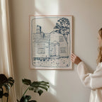 New England House Line Art Print: Minimalist Home Drawing