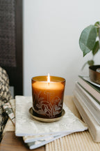 Forest Floor Candle | Soy Wax & Etched Amber Glass Mushrooms