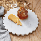 Scalloped Round Marble Board White Everyday