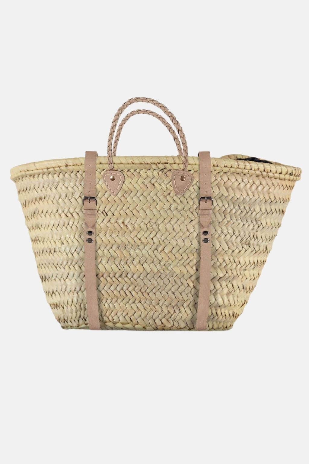 Handwoven Marrakech French Market Basket with Leather Straps
