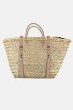Handwoven Marrakech French Market Basket with Leather Straps