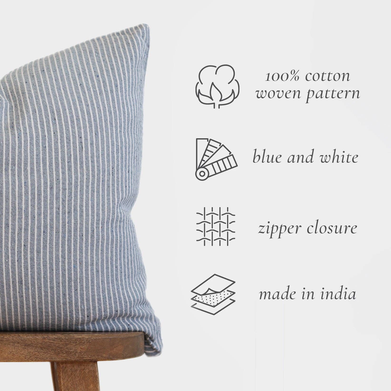 June In Blue -  18" Pillow Cover