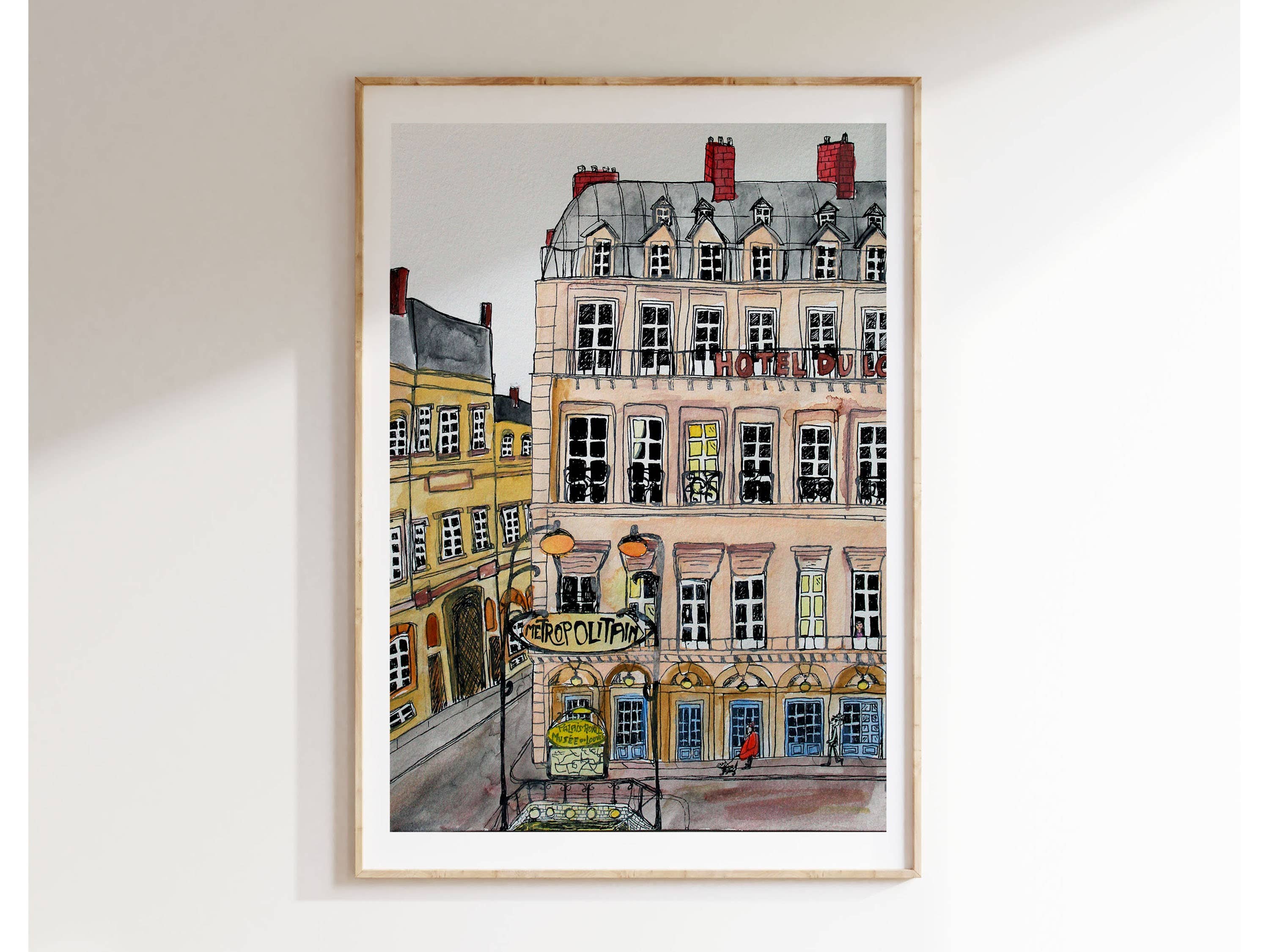 Hotel du Louvre Paris Print: Giclée Watercolor Illustration