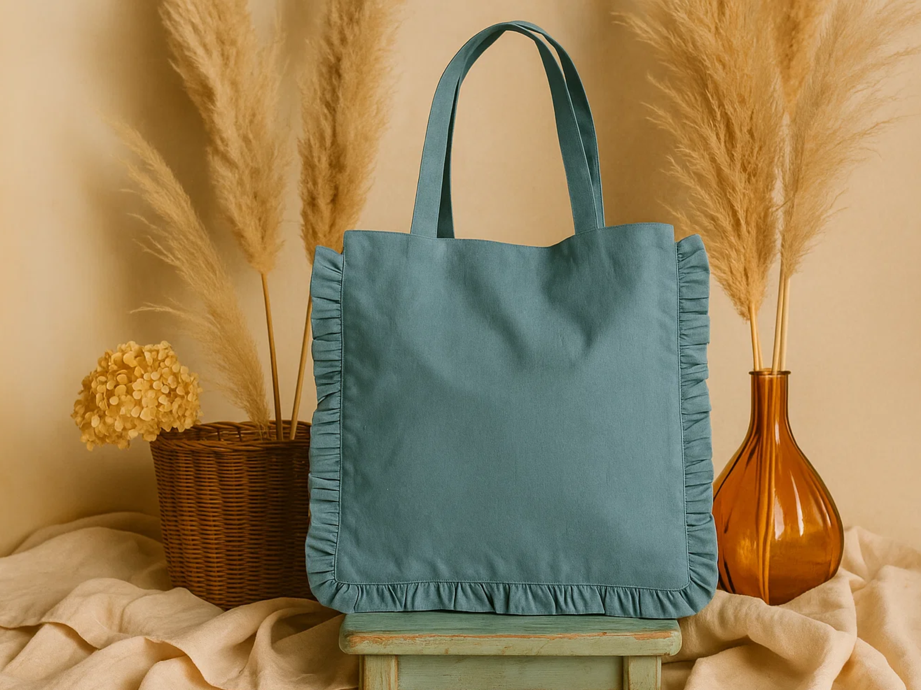 Canvas Ruffle Tote