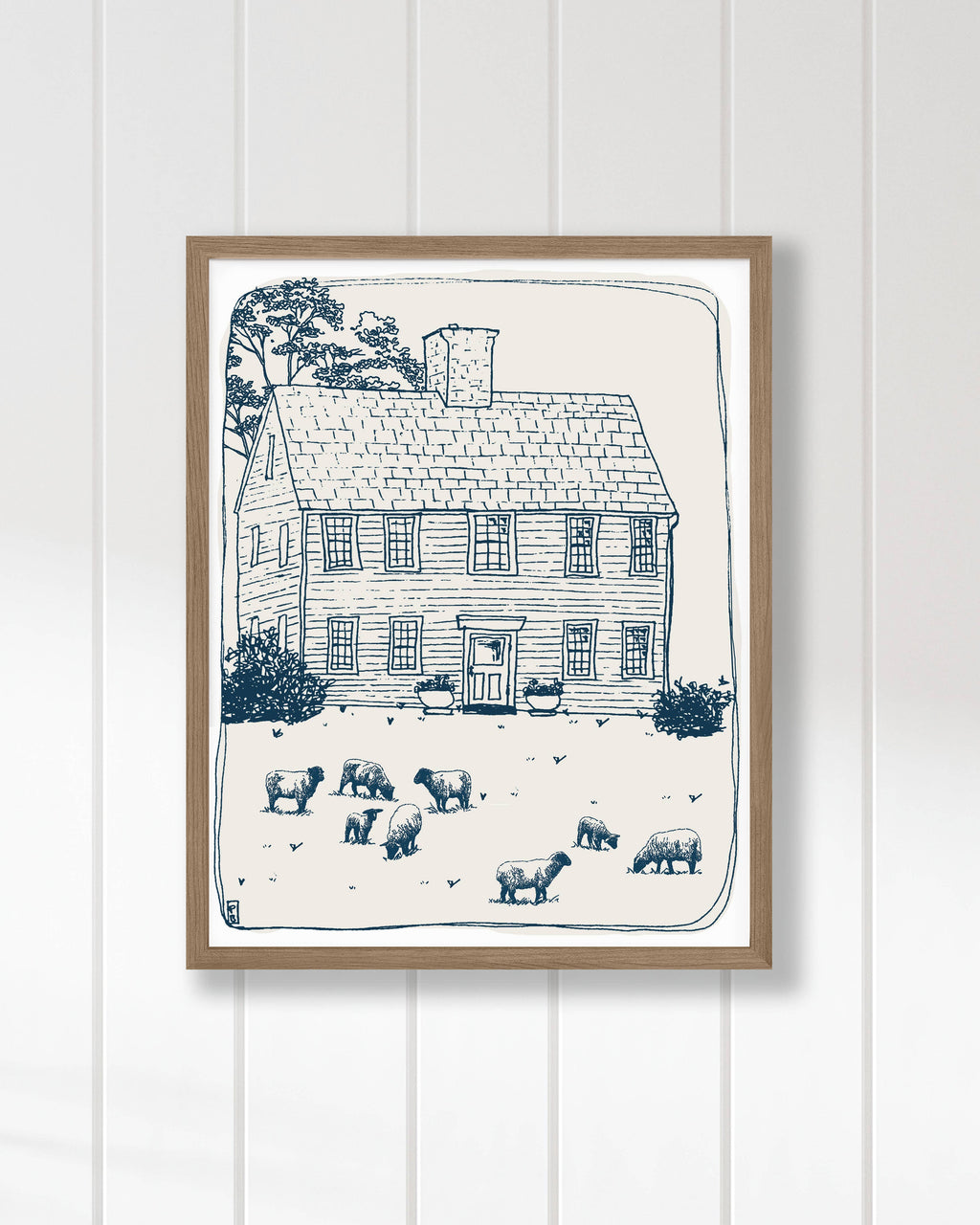New England House Line Art Print: Minimalist Home Drawing