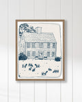 New England House Line Art Print: Minimalist Home Drawing