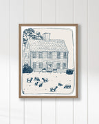 New England House Line Art Print: Minimalist Home Drawing