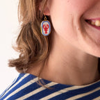 Ceramic Lobster Earrings Gold Plated Coastal Nautical