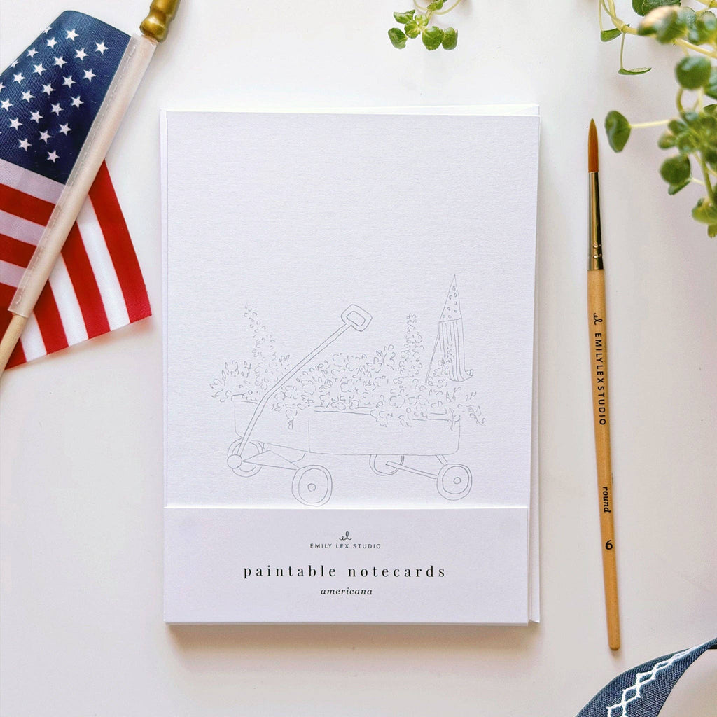 Americana paintable watercolor notecard set
