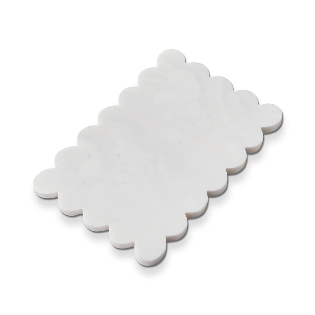 Scalloped Rectangle Marble Board White Everyday