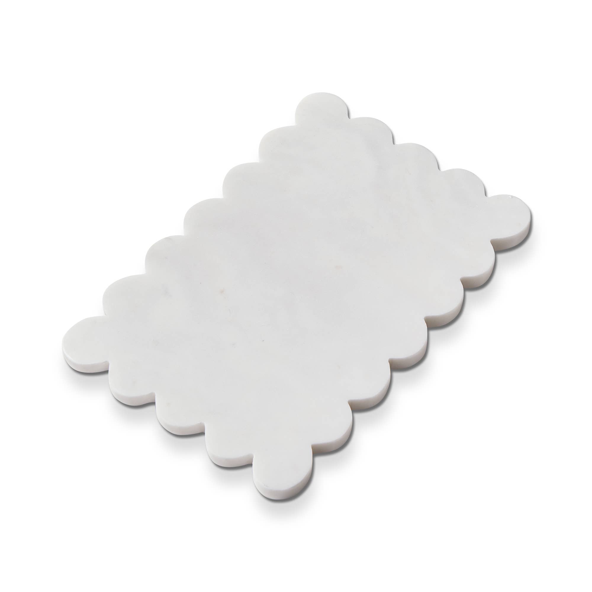 Scalloped Rectangle Marble Board White Everyday