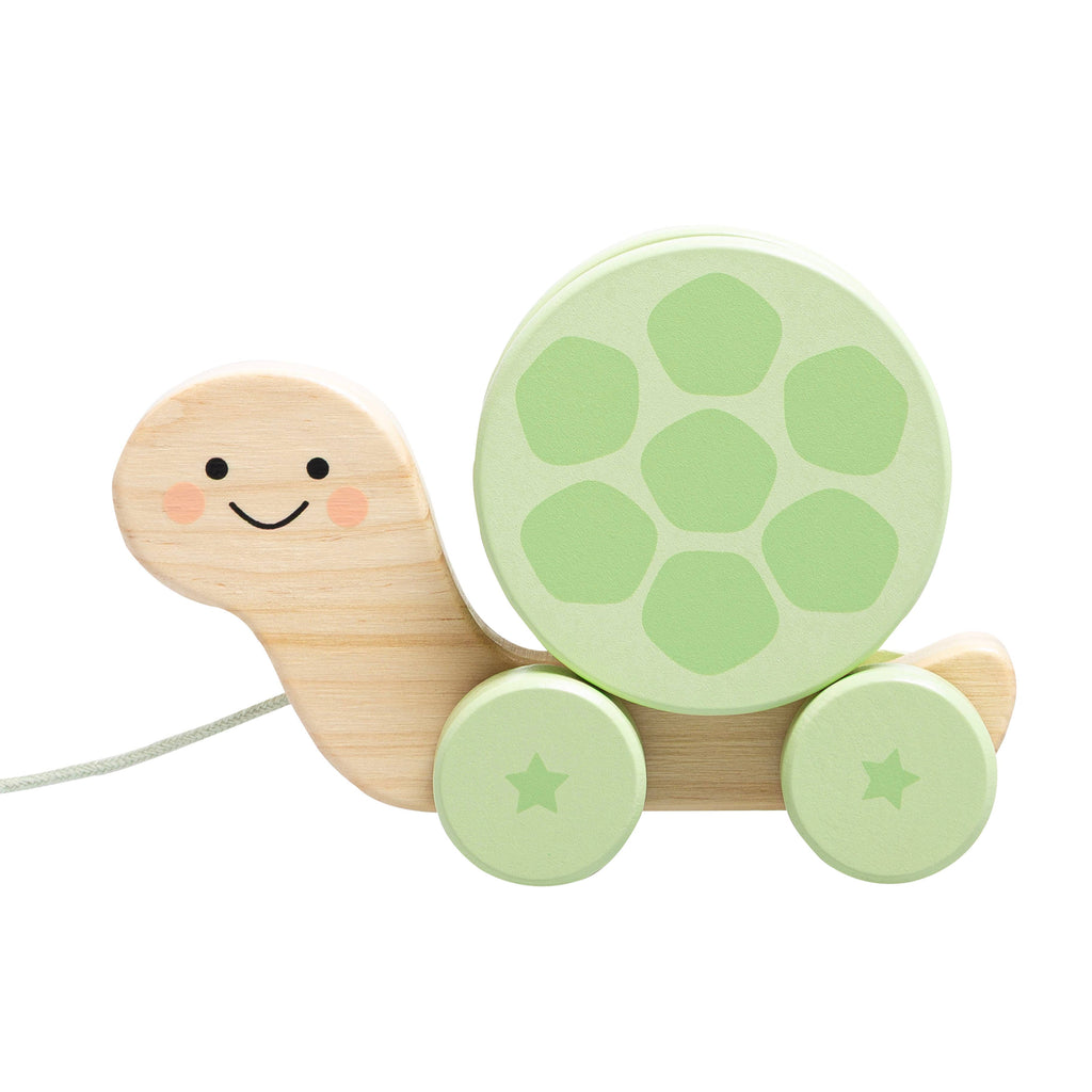 Turtle Wooden Pull Toy, Rattle Shell, Baby or Toddler Toy