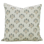 Floral Block Print Linen Blend Pillow Cover- Diwali Flower 20 X20