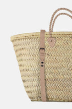 Handwoven Marrakech French Market Basket with Leather Straps