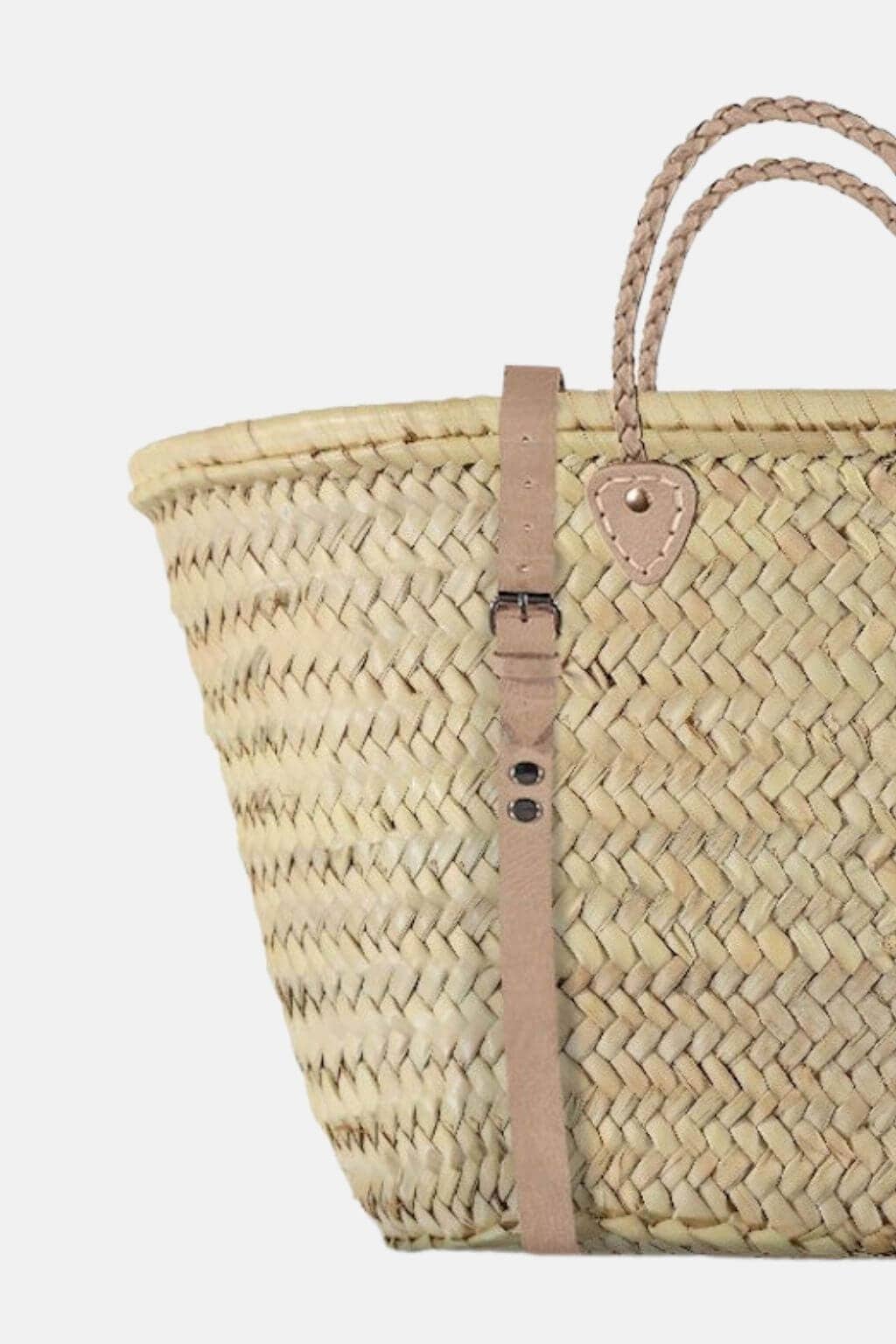 Handwoven Marrakech French Market Basket with Leather Straps