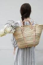 Handwoven Marrakech French Market Basket with Leather Straps