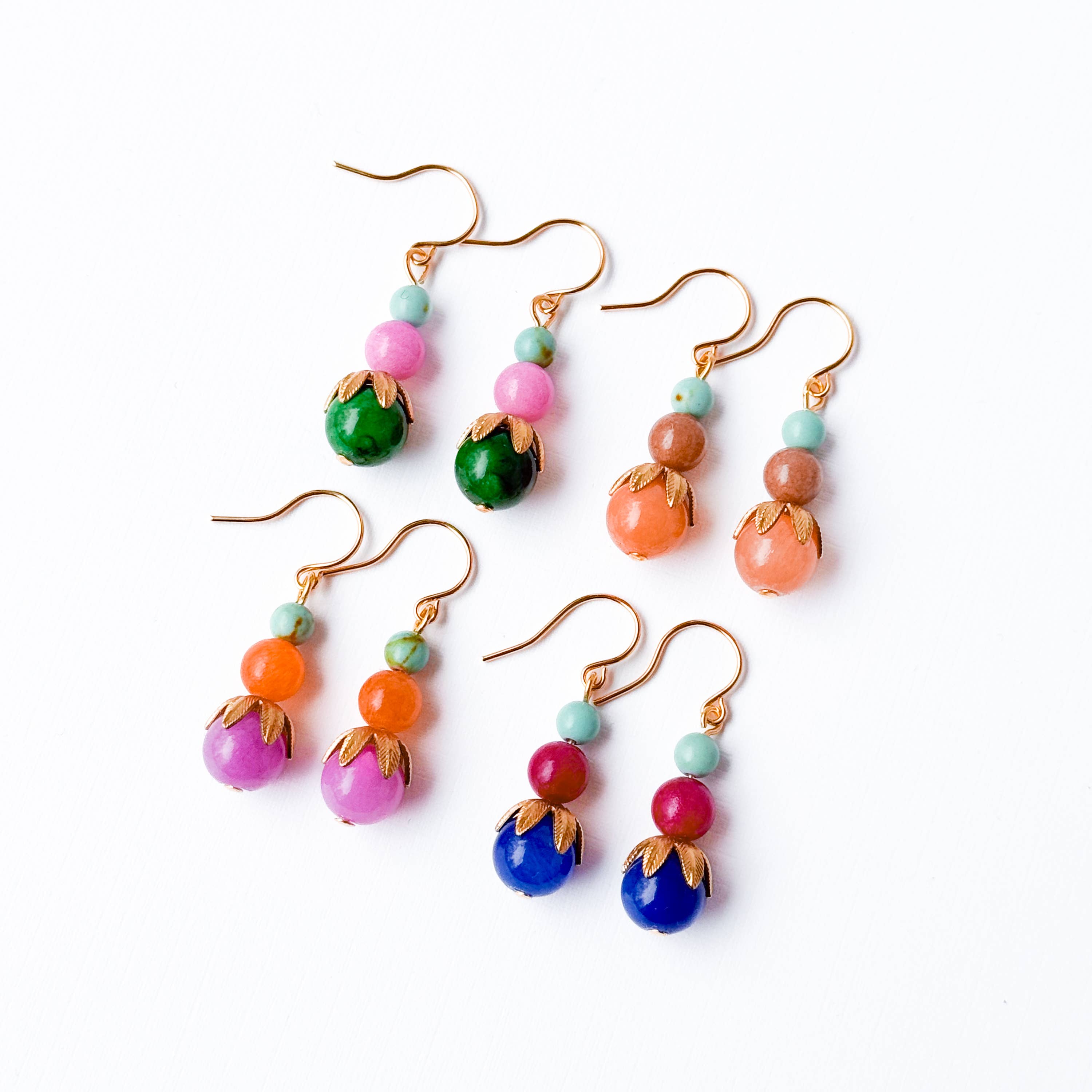 Colorful Beaded Earrings Mixed Glass Drop Bright Gift