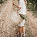 Straw Bag Handmade with leather, French Market