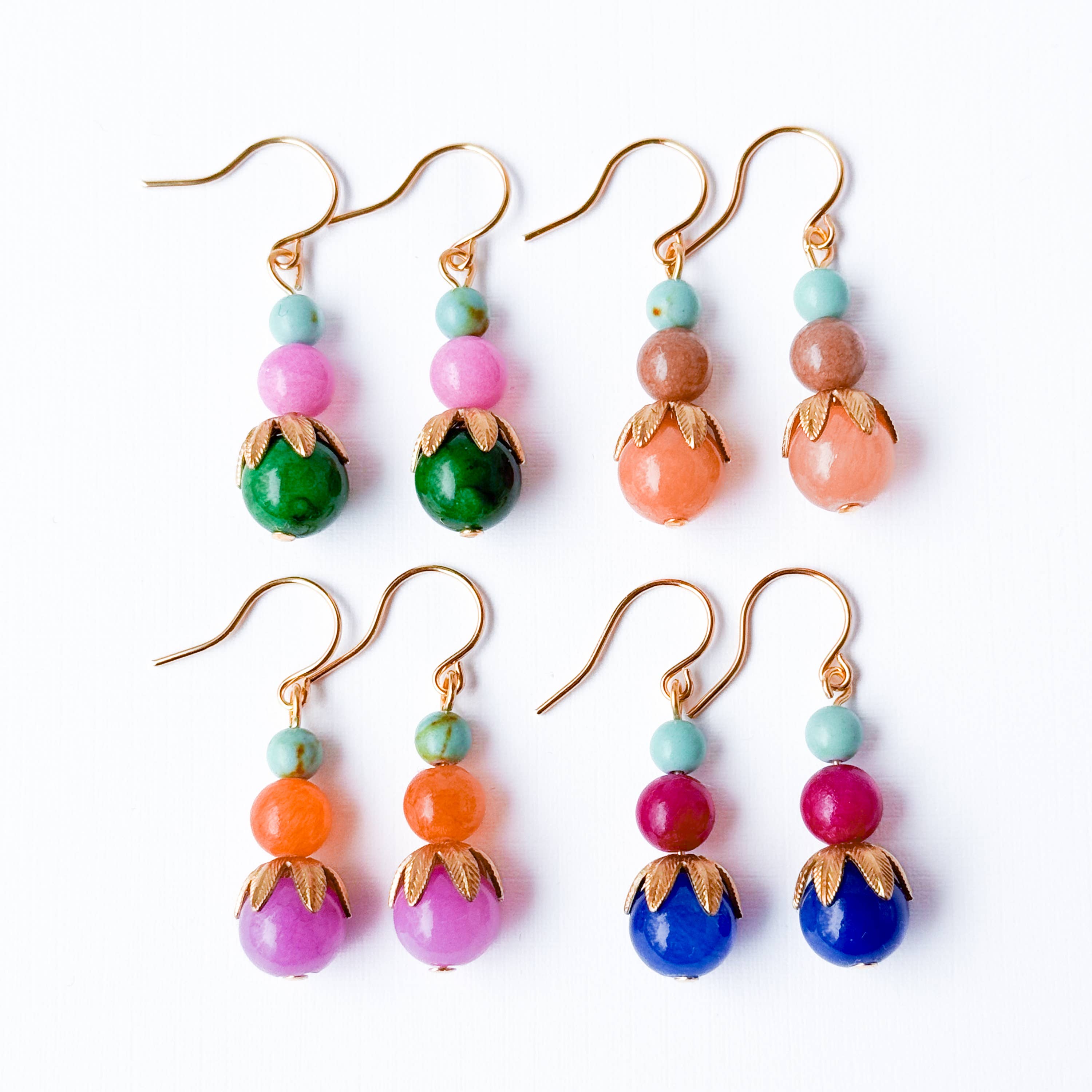 Colorful Beaded Earrings Mixed Glass Drop Bright Gift