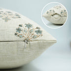 Floral Block Print Linen Blend Pillow Cover- Diwali Flower 20 X20