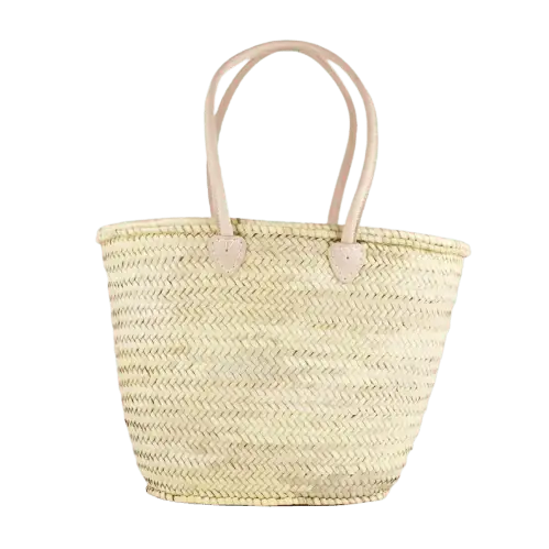 Straw Bag Handmade with leather, French Market