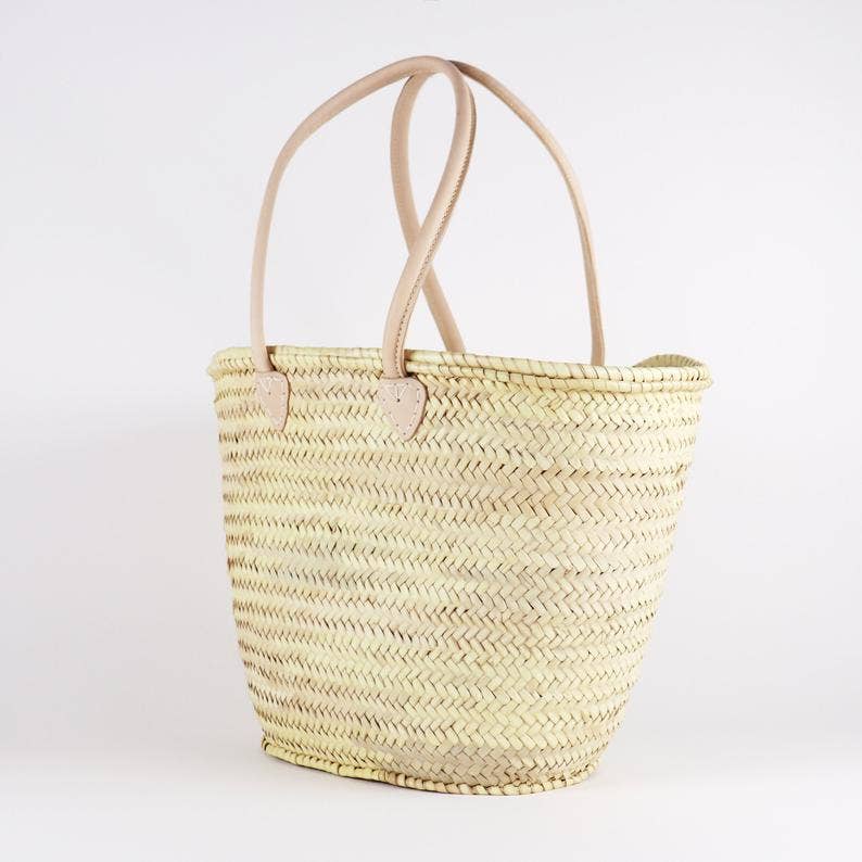 Straw Bag Handmade with leather, French Market