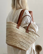 French Basket Tote Bag with Double Handles