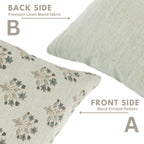 Floral Block Print Linen Blend Pillow Cover- Diwali Flower 20 X20