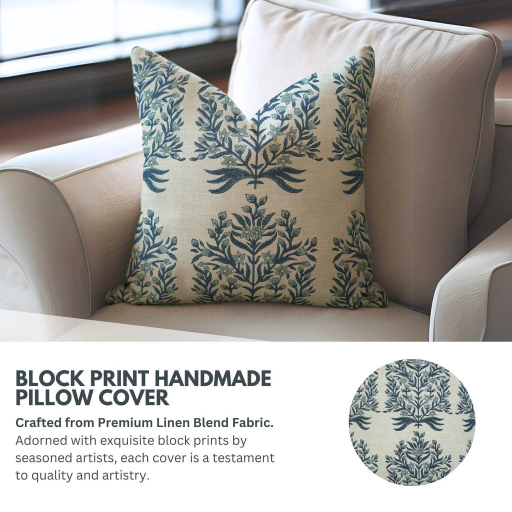 Bohemian Block Linen Blend Cushion Cover - Vrindavan 20X20