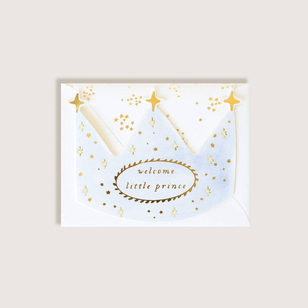 Welcome Little Prince Crown Baby Greeting Card