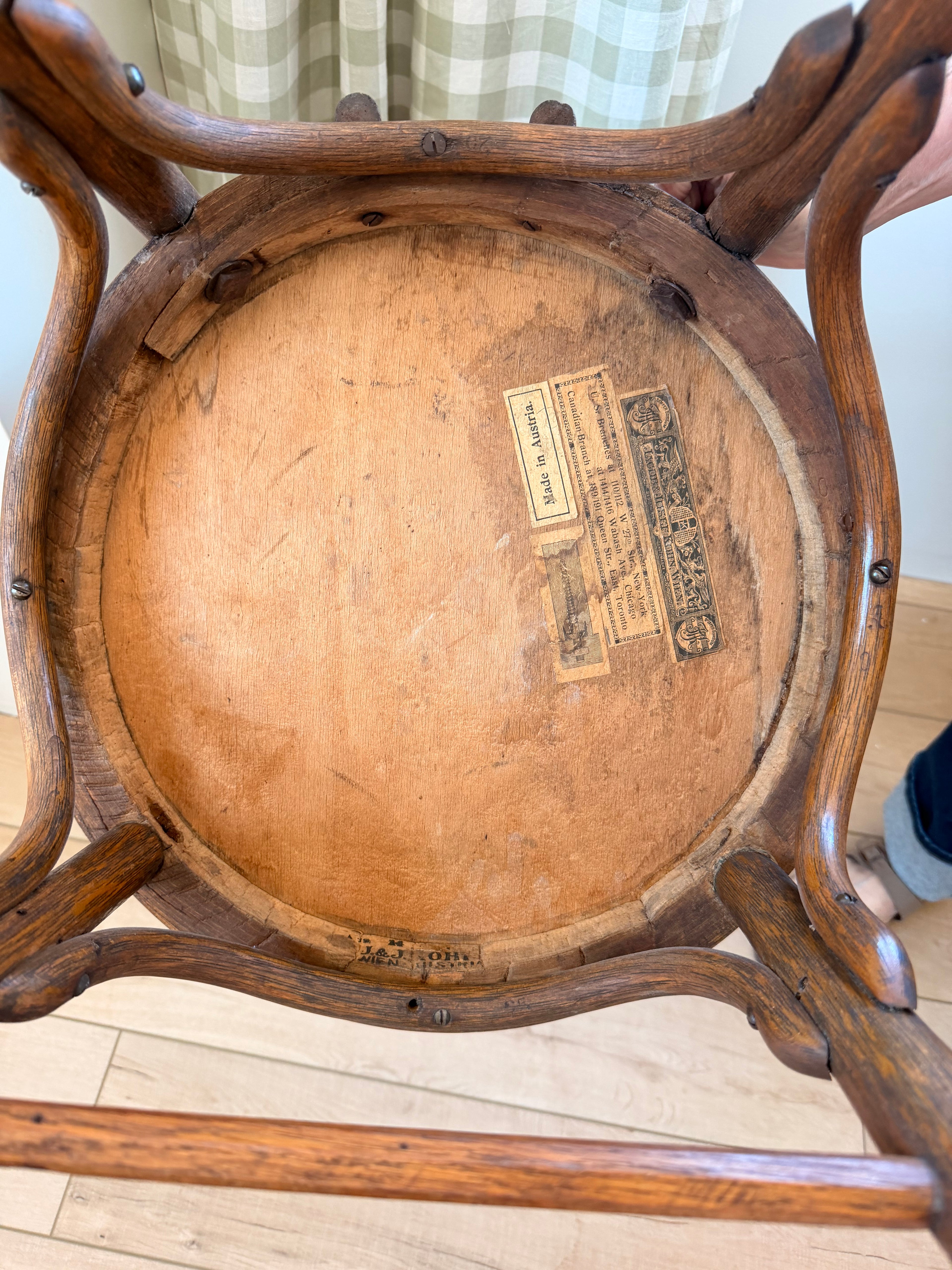 Antique J. & J. Kohn Bentwood Chair with Embossed Seat