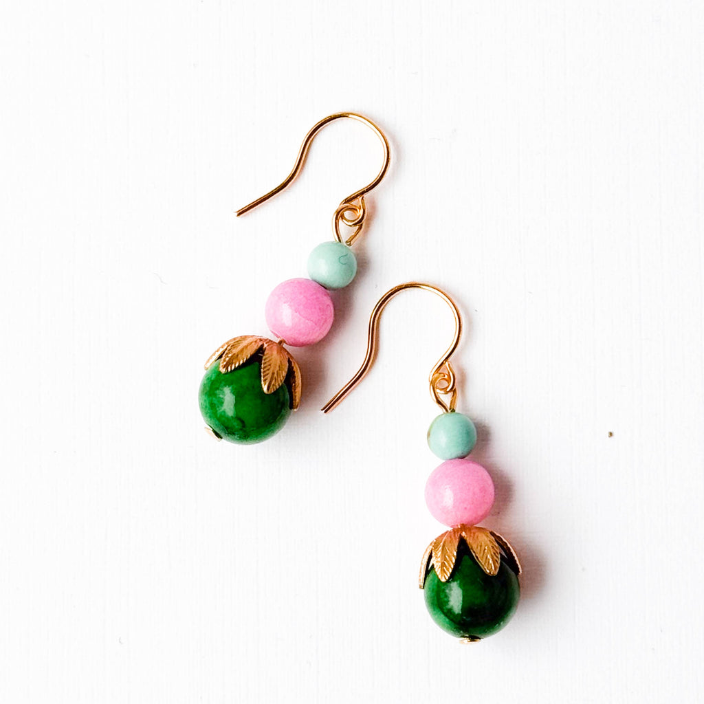Colorful Beaded Earrings Mixed Glass Drop Bright Gift