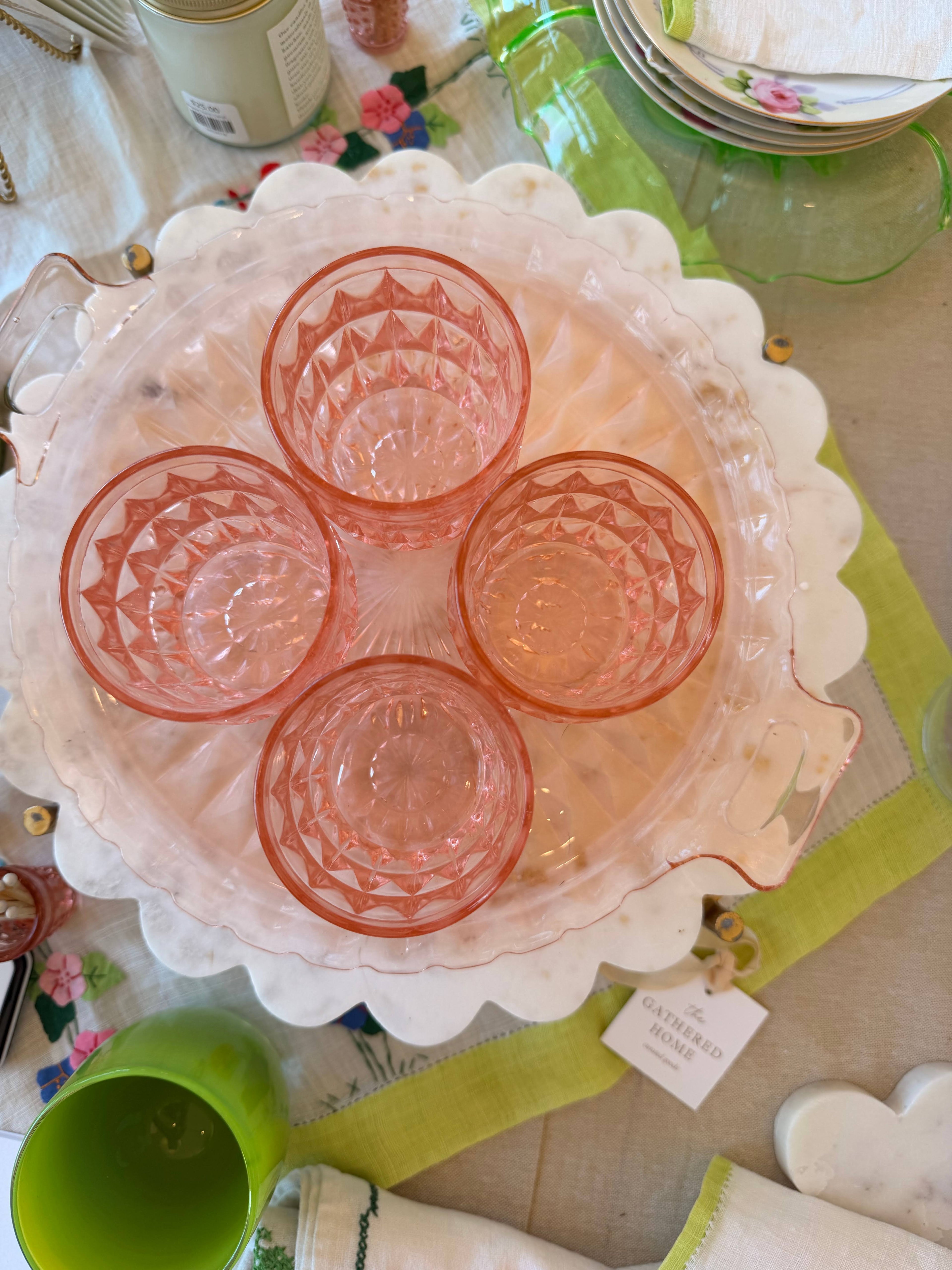 Pink Depression Glass Beverage Set - 6 Pieces