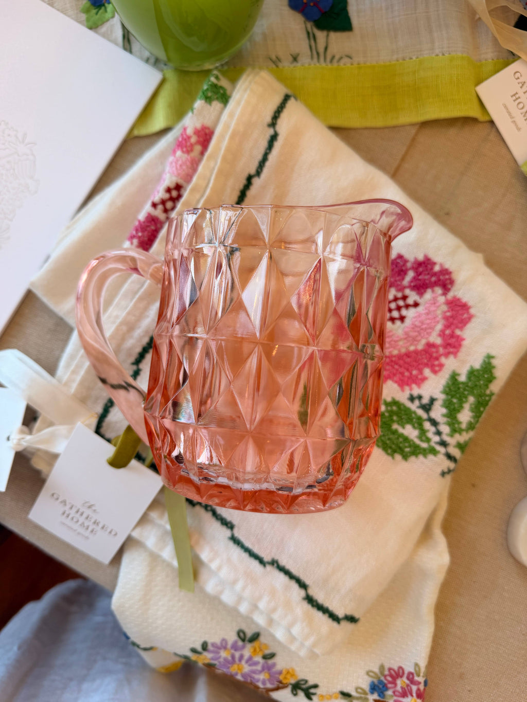 Pink Depression Glass Beverage Set - 6 Pieces