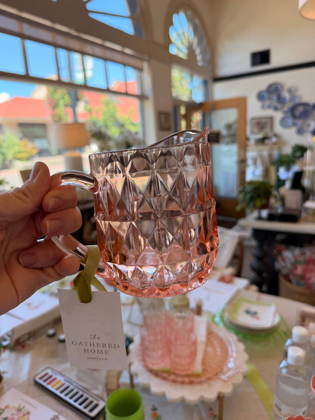 Pink Depression Glass Beverage Set - 6 Pieces