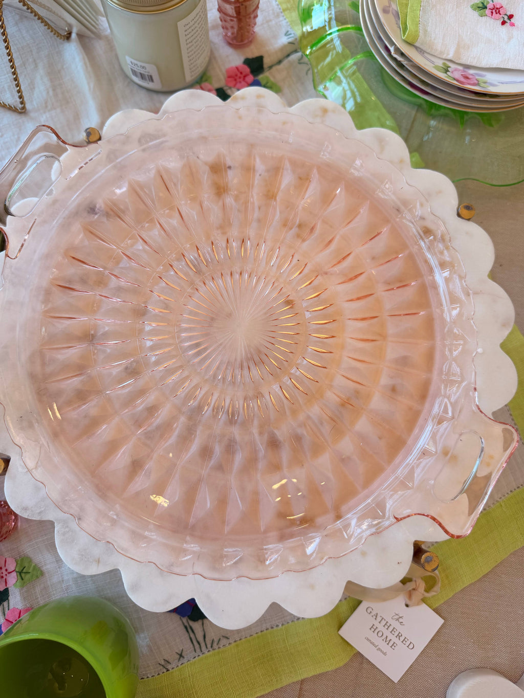Pink Depression Glass Beverage Set - 6 Pieces