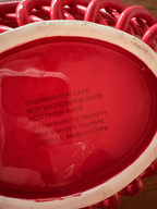Vintage 2004 Mervyn's Glossy Red Ceramic Lattice Woven Basket